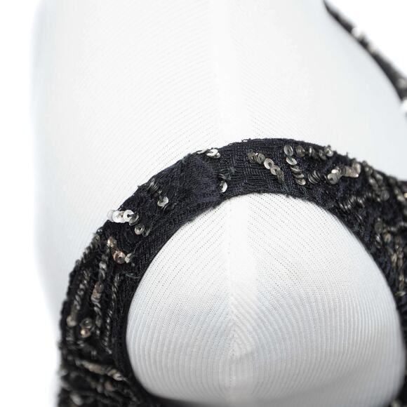 Alice + Olivia Holiday New Year's Eve Black Sequin Cowl Back Mini Dress Size 4 - Picture 5 of 11